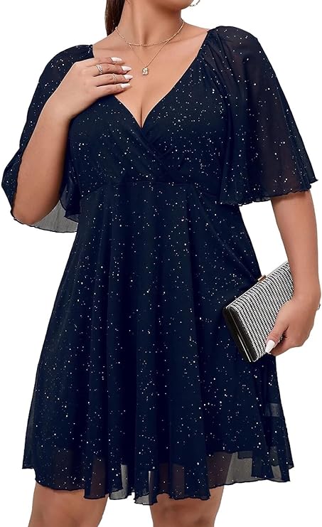 Navy Blue Flutter Sleeves