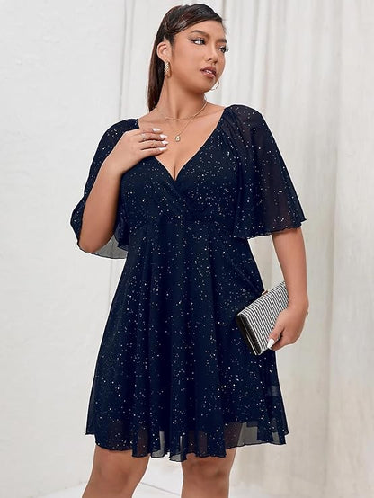 Navy Blue Flutter Sleeves