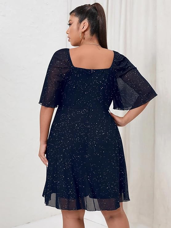 Navy Blue Flutter Sleeves